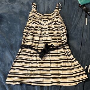 Motherhood Black and Cream Maternity Dress